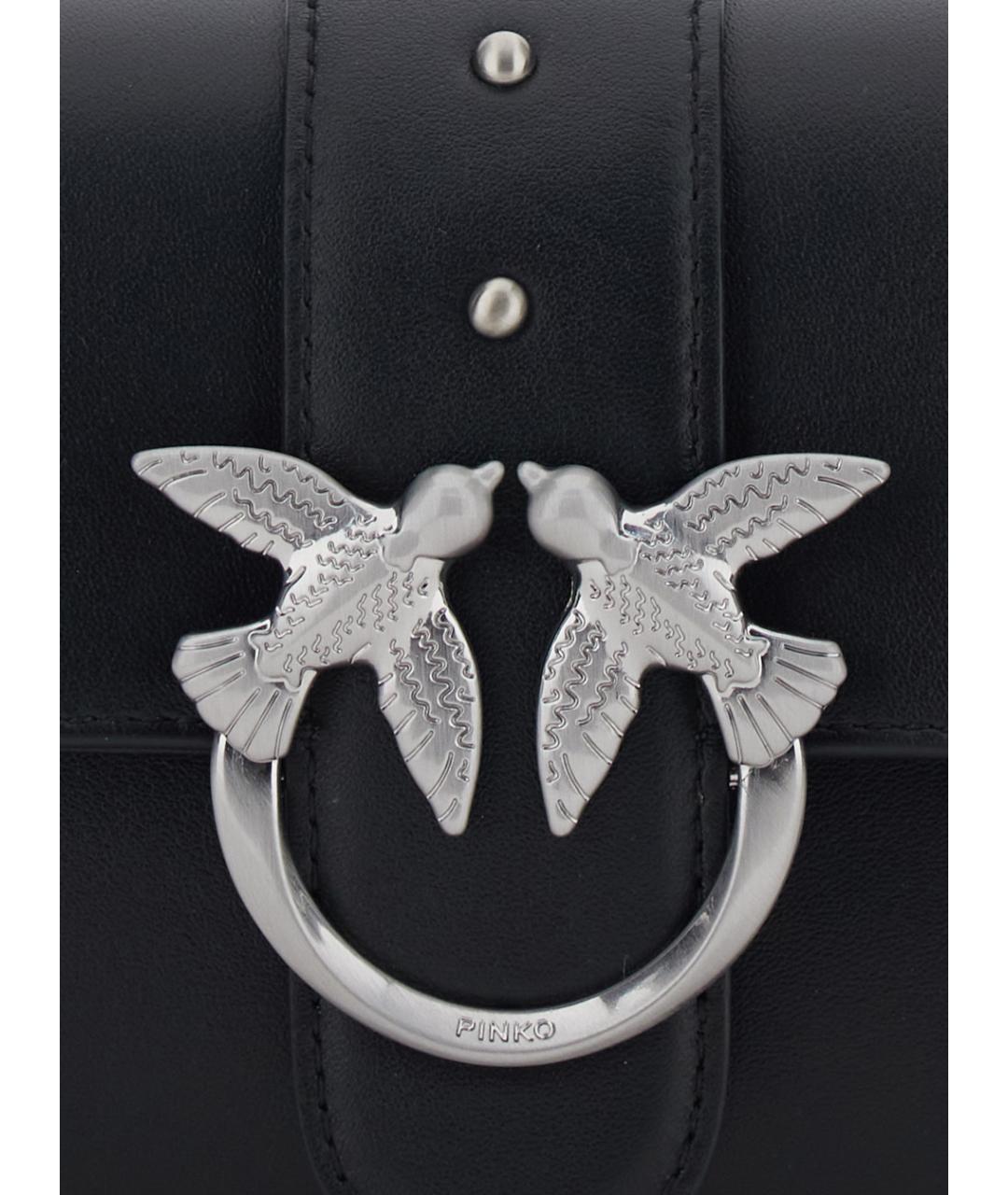 PINKO Черная кожаная сумка через плечо, фото 3