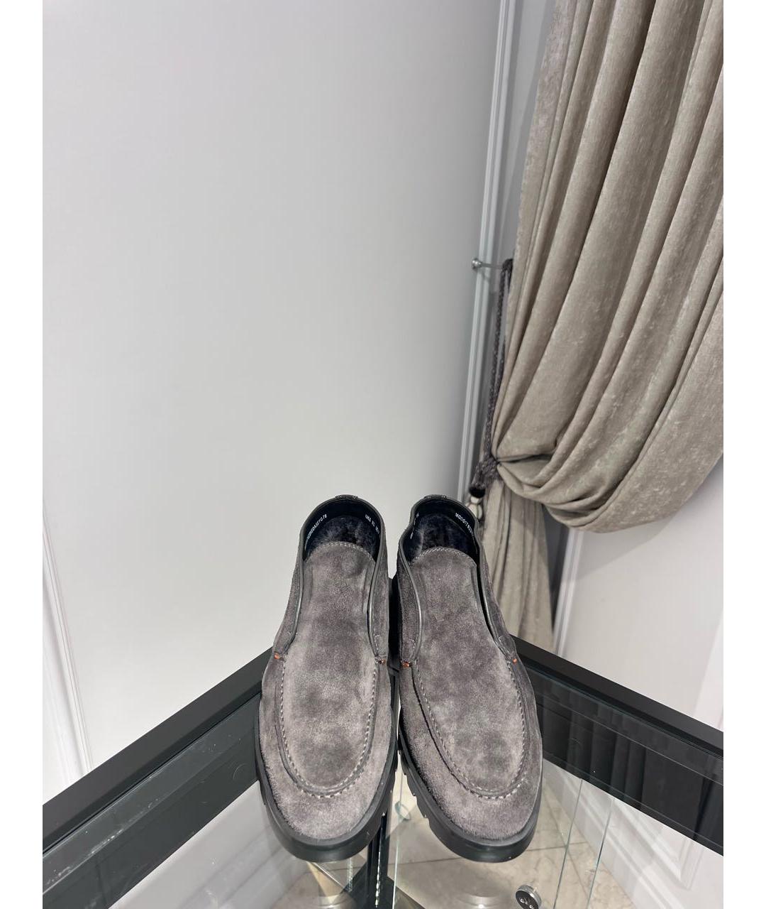 SANTONI Серые замшевые лоферы, фото 2