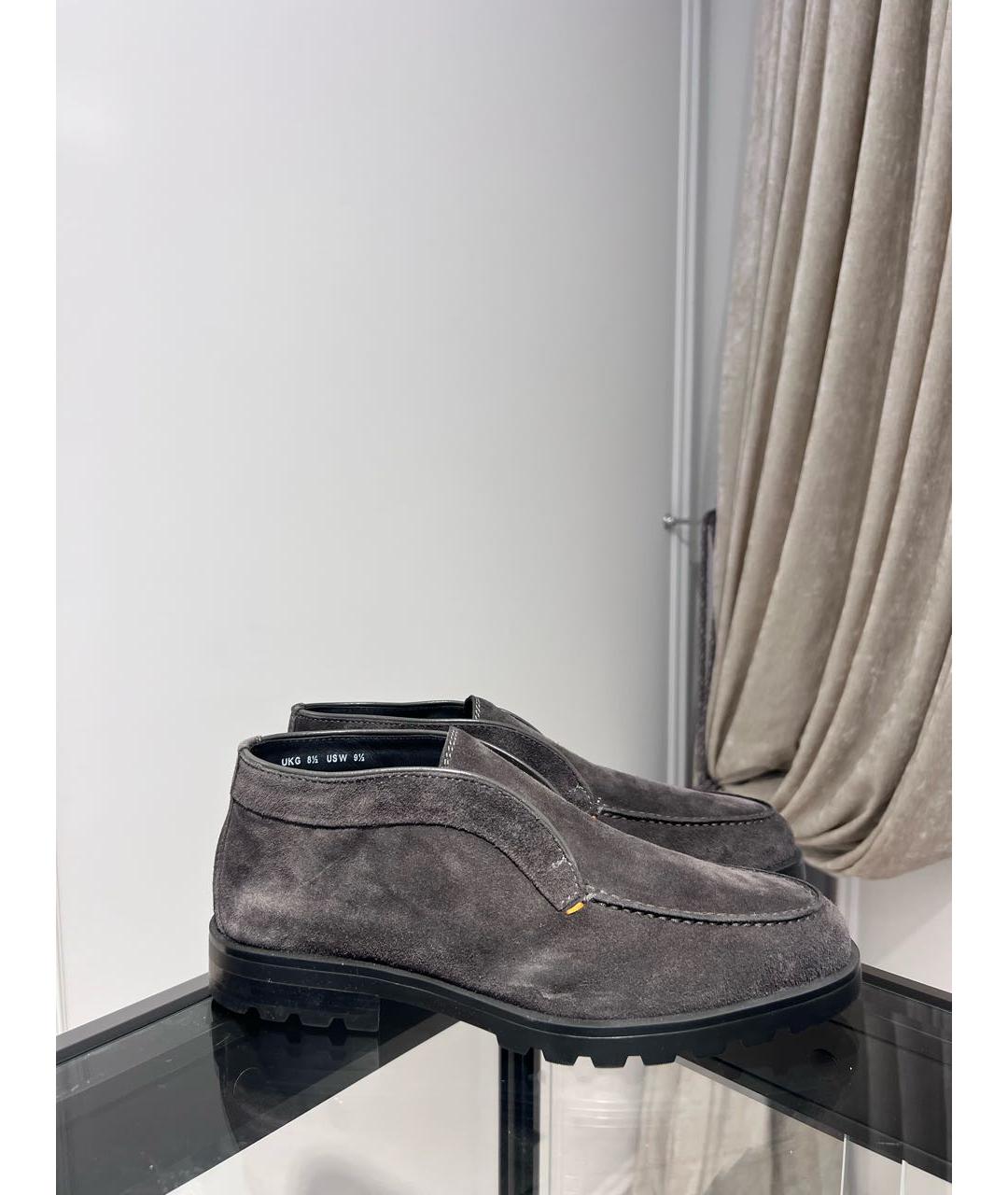 SANTONI Серые замшевые лоферы, фото 3