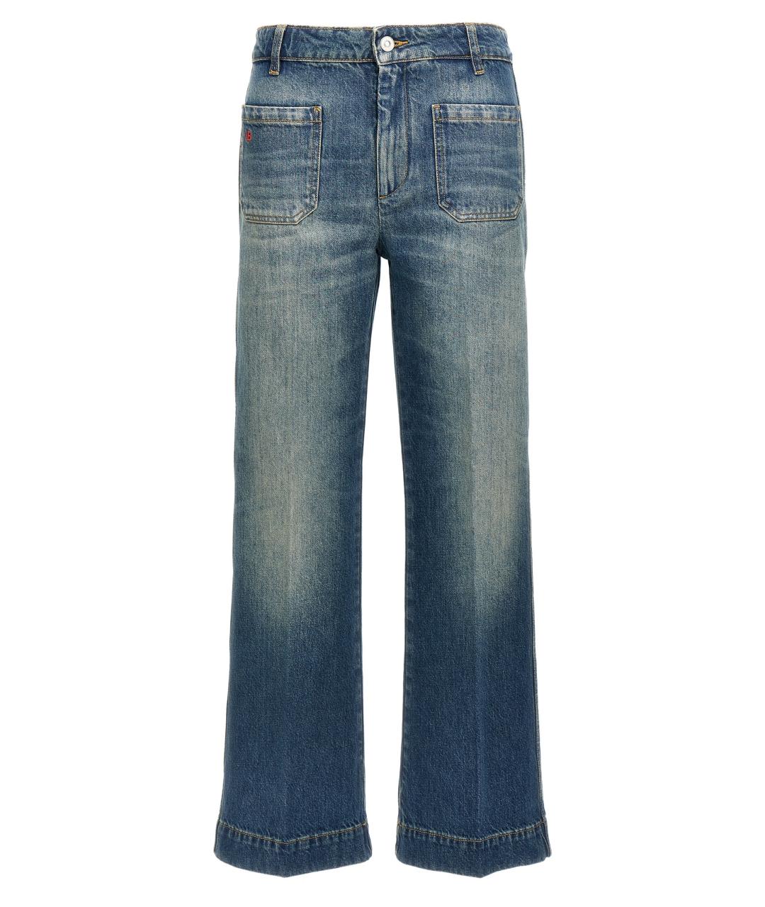 VICTORIA BECKHAM Синие хлопковые прямые джинсы, фото 1