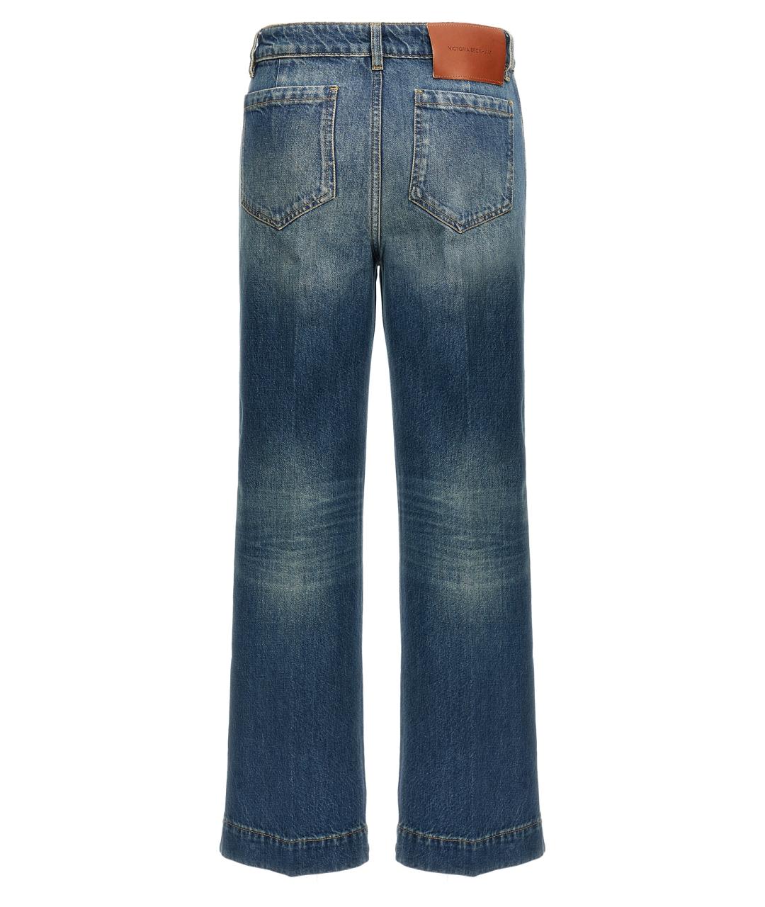 VICTORIA BECKHAM Синие хлопковые прямые джинсы, фото 2