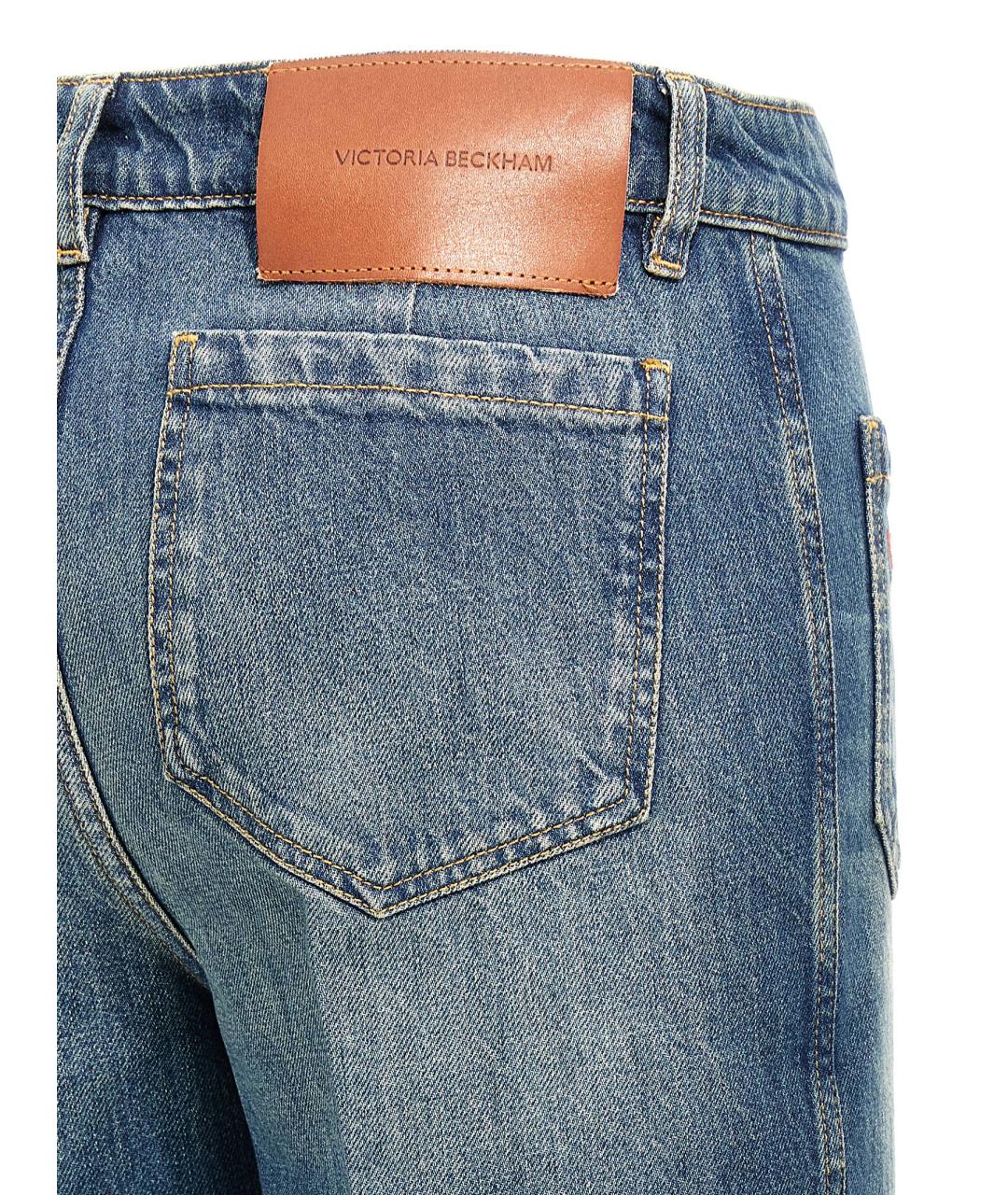 VICTORIA BECKHAM Синие хлопковые прямые джинсы, фото 4