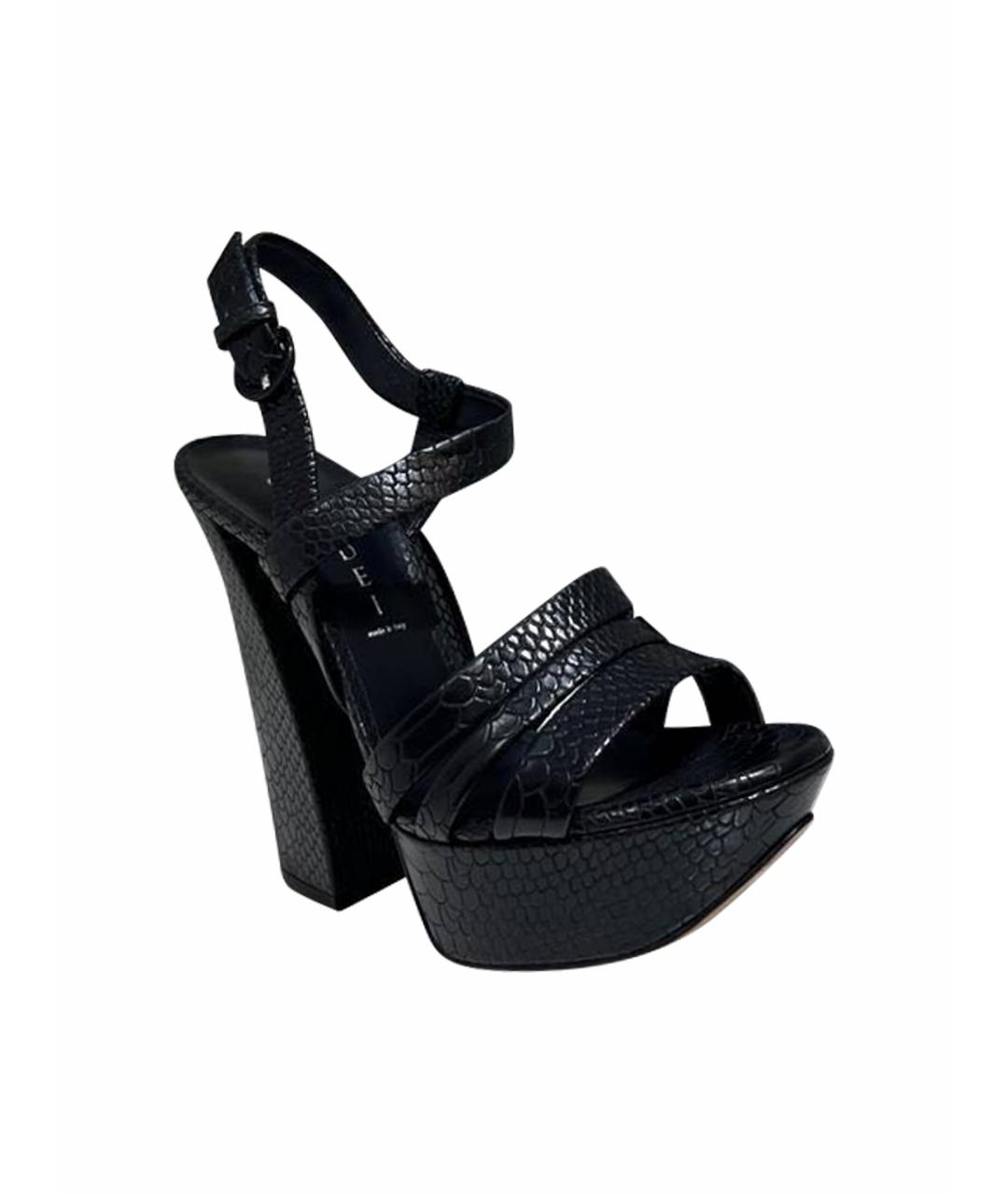 CASADEI Черные кожаные босоножки, фото 1