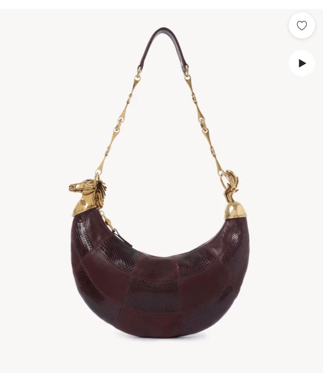 CHLOE Бордовая кожаная сумка с короткими ручками, фото 4