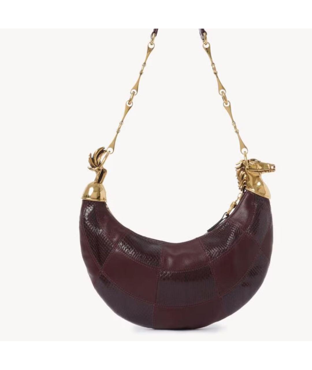 CHLOE Бордовая кожаная сумка с короткими ручками, фото 3