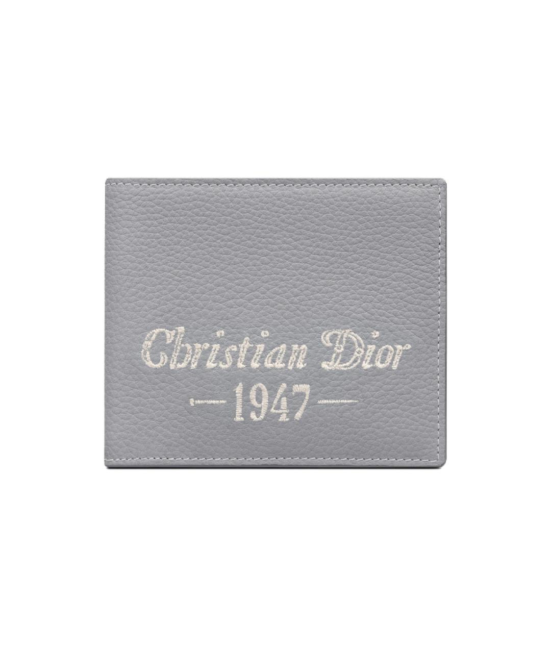 CHRISTIAN DIOR Серый кожаный кошелек, фото 1