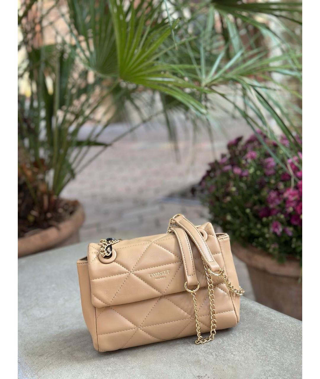 TWIN-SET Бежевая сумка через плечо из искусственной кожи, фото 6