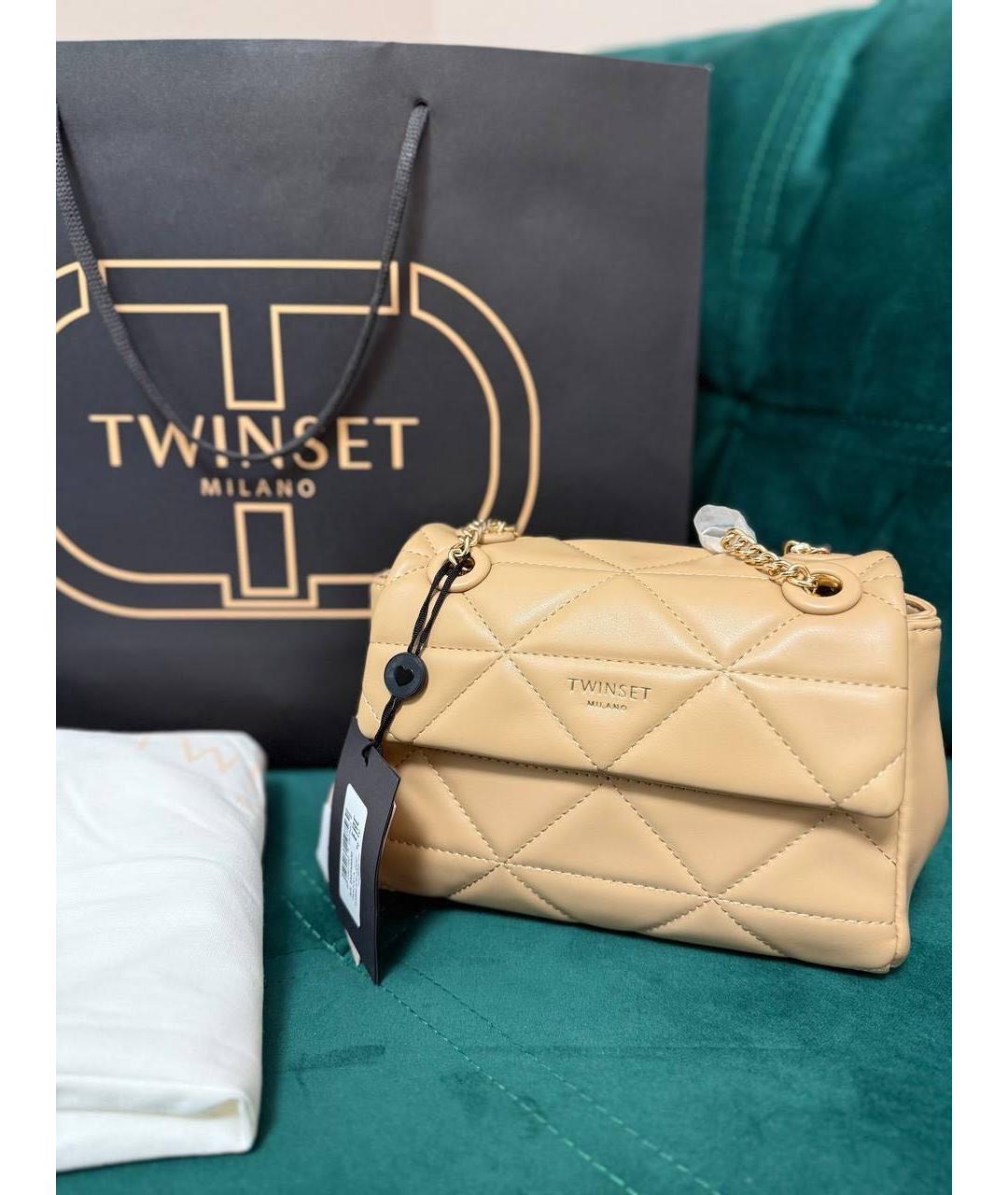 TWIN-SET Бежевая сумка через плечо из искусственной кожи, фото 2