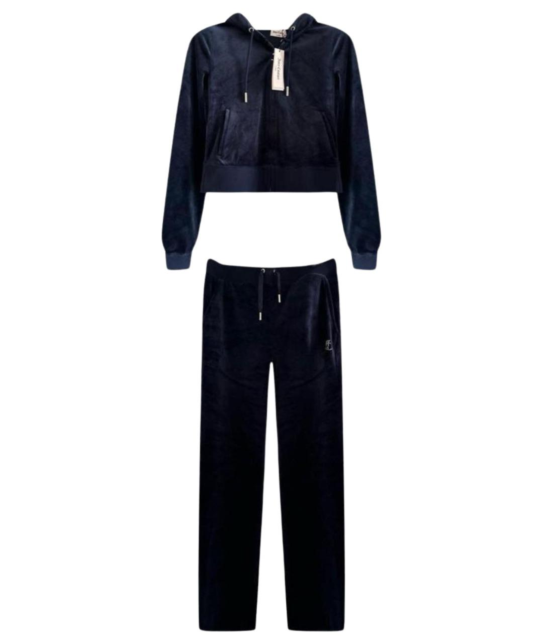 JUICY COUTURE Темно-синий велюровый костюм с брюками, фото 1