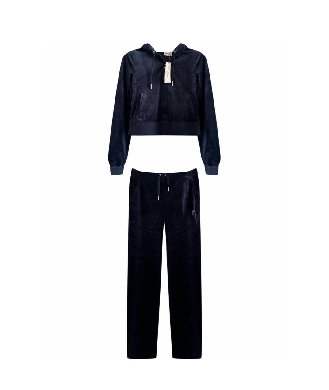 JUICY COUTURE Темно-синий велюровый костюм с брюками, фото 9