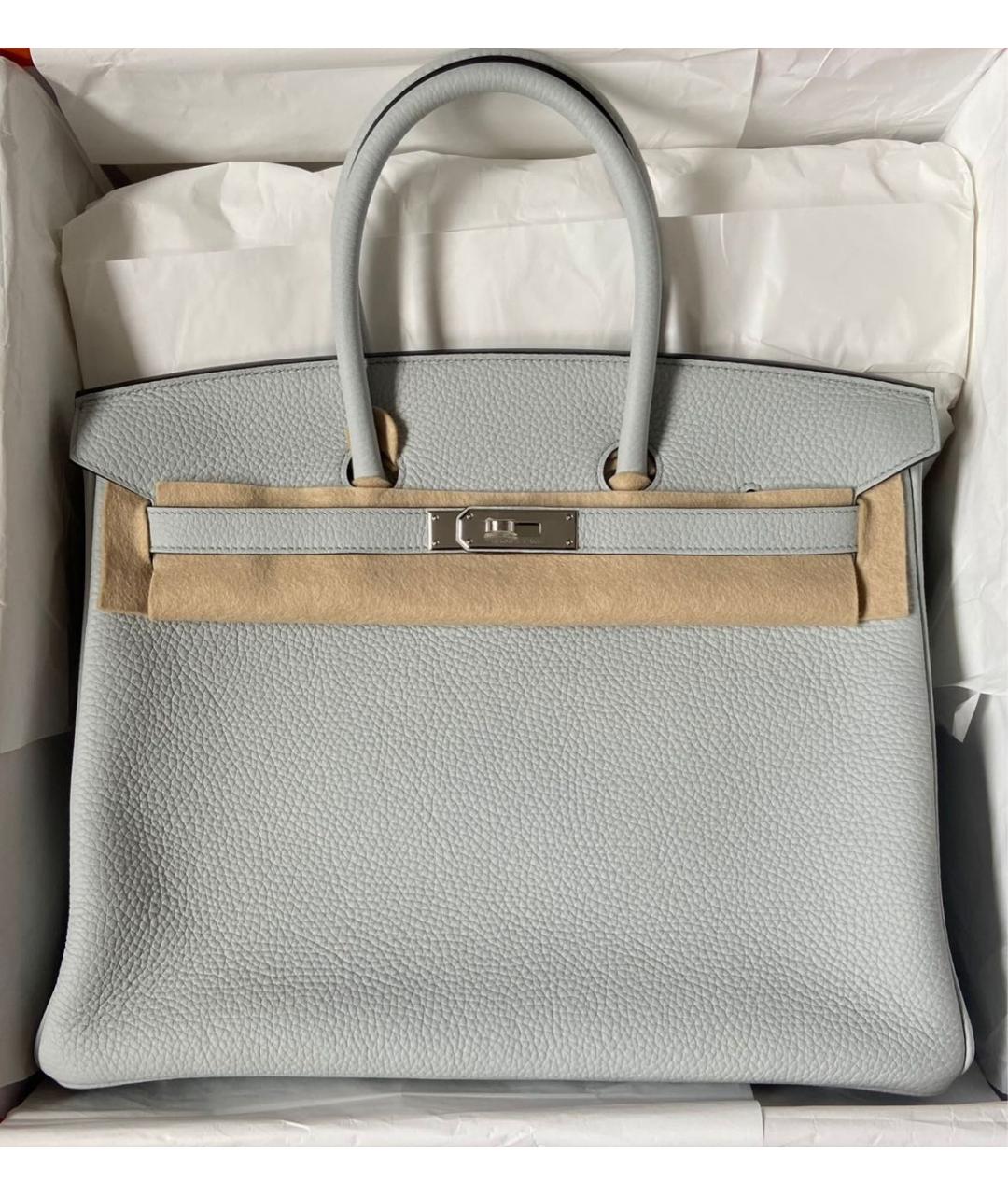 HERMES Серая кожаная сумка с короткими ручками, фото 2
