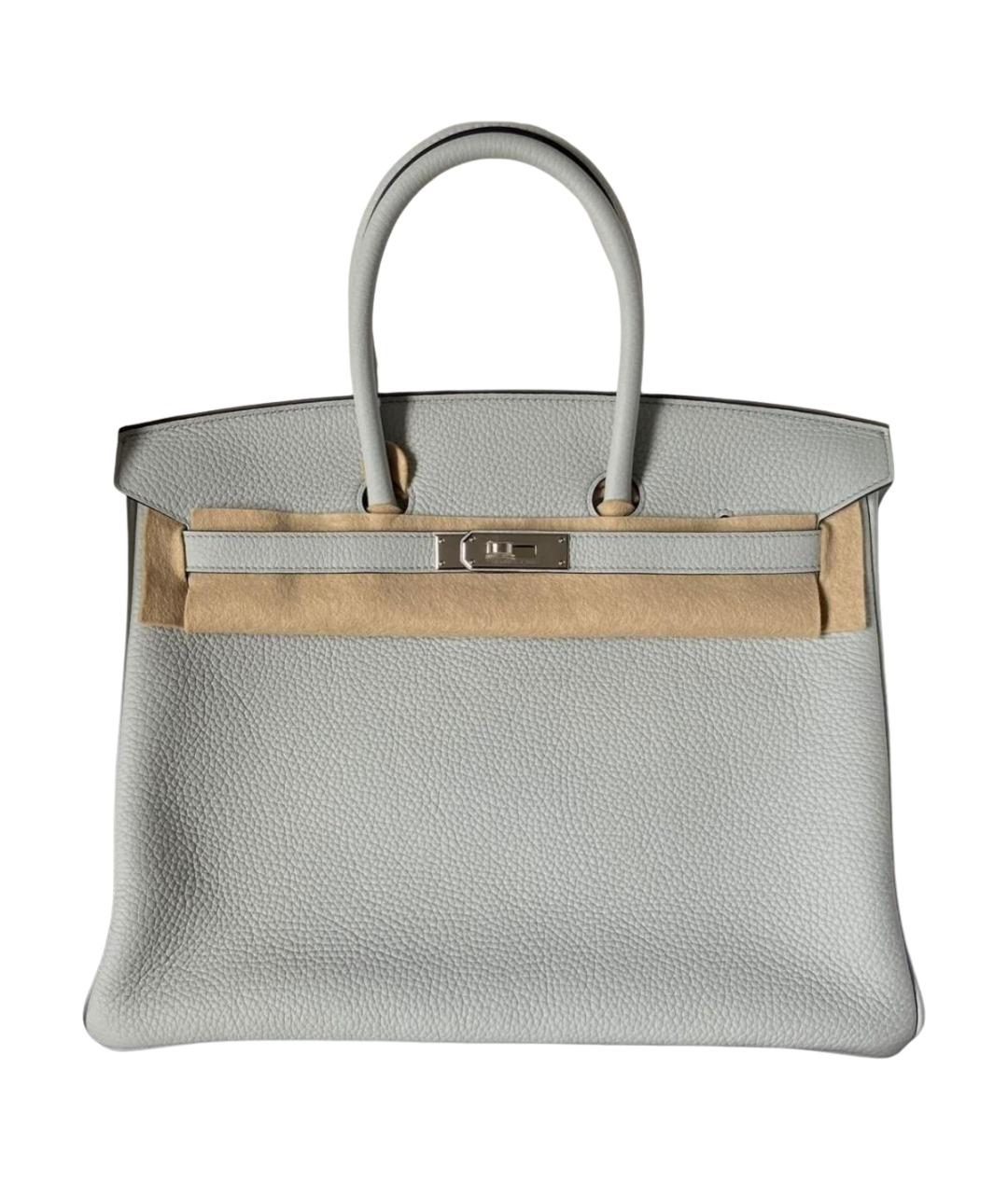 HERMES Серая кожаная сумка с короткими ручками, фото 1