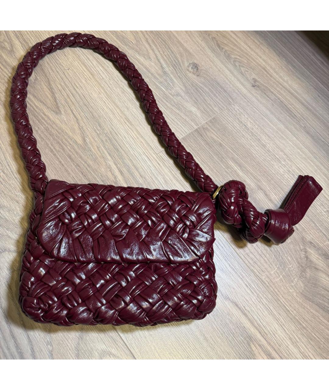BOTTEGA VENETA Бордовая кожаная сумка через плечо, фото 6