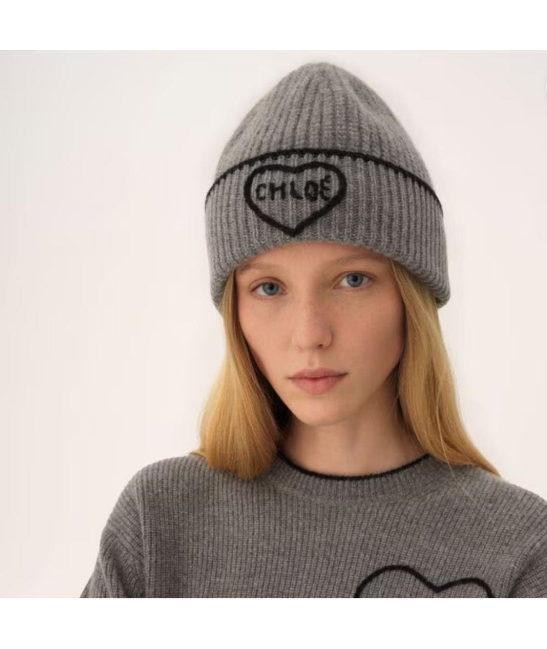 CHLOE Серая шерстяная шапка, фото 3