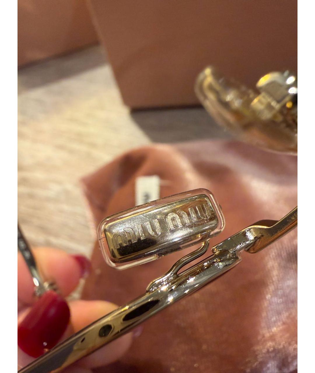 MIU MIU Золотые металлические солнцезащитные очки, фото 8