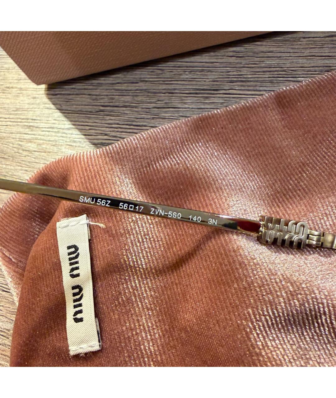 MIU MIU Золотые металлические солнцезащитные очки, фото 6