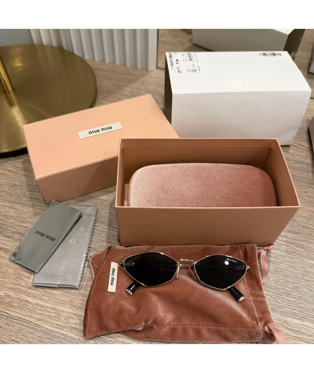 MIU MIU Золотые металлические солнцезащитные очки, фото 7