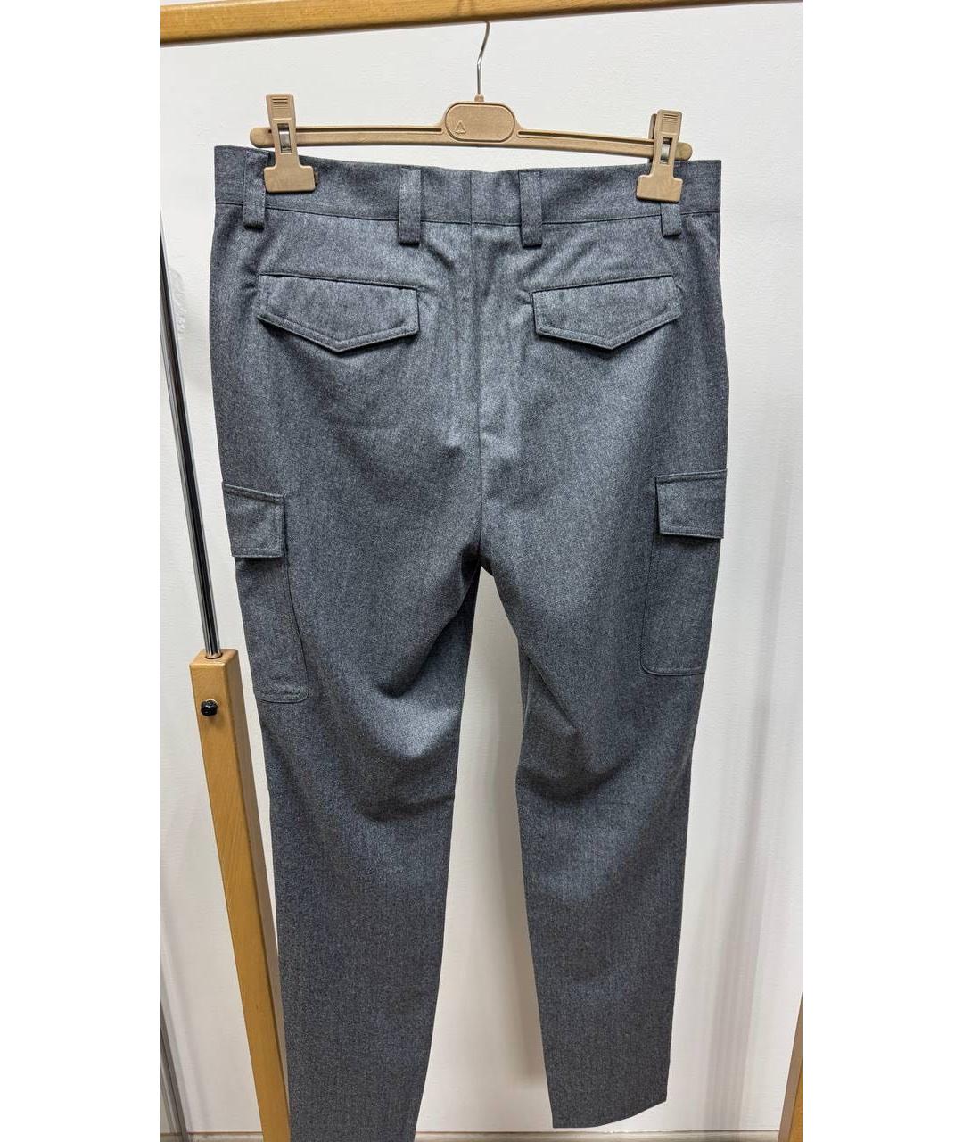 BRUNELLO CUCINELLI Серые шерстяные классические брюки, фото 2