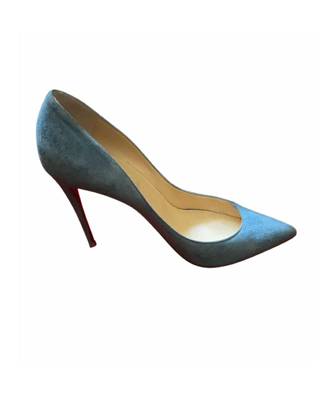 CHRISTIAN LOUBOUTIN Голубые замшевые туфли, фото 7