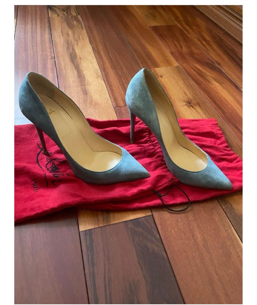 CHRISTIAN LOUBOUTIN Голубые замшевые туфли, фото 3