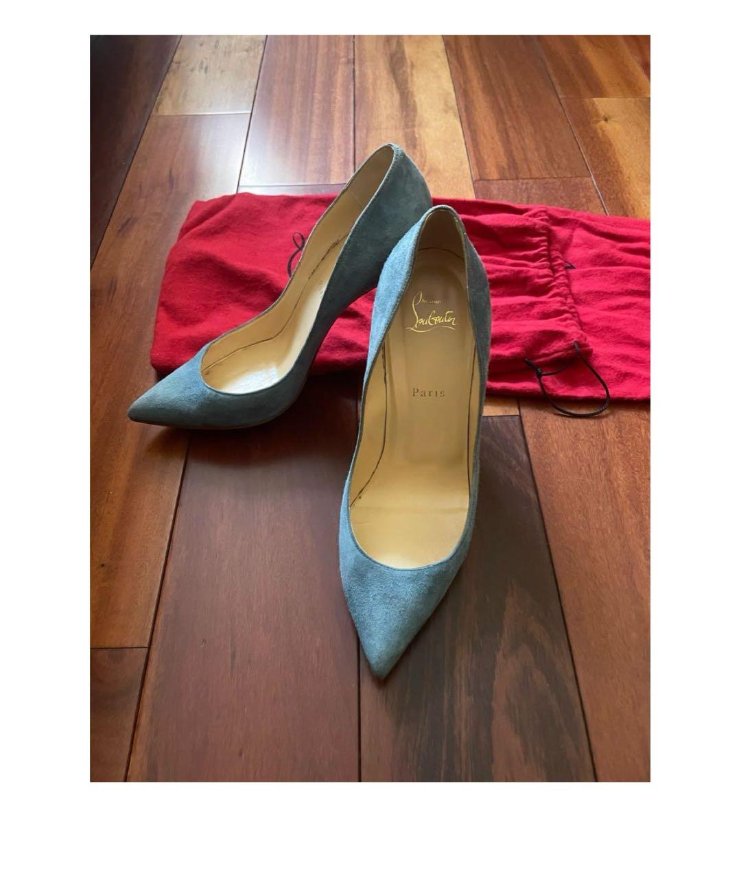 CHRISTIAN LOUBOUTIN Голубые замшевые туфли, фото 2