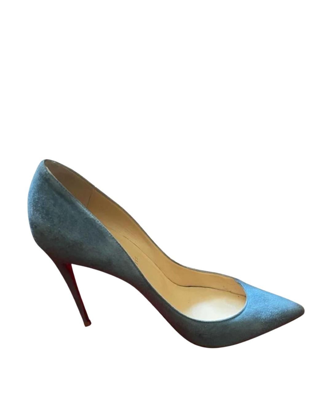 CHRISTIAN LOUBOUTIN Голубые замшевые туфли, фото 1