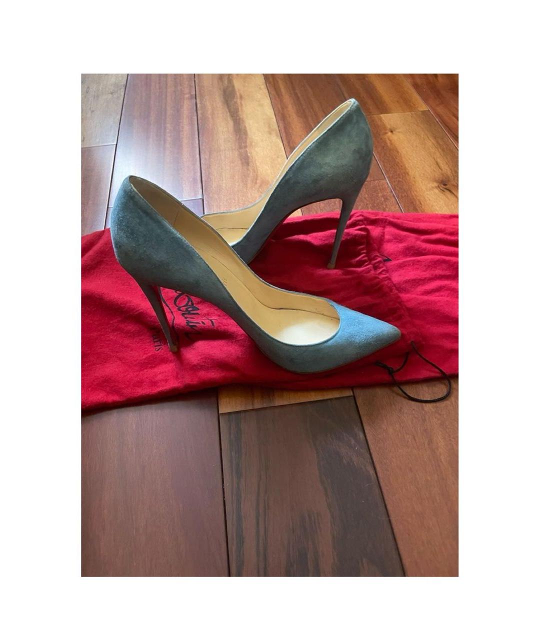 CHRISTIAN LOUBOUTIN Голубые замшевые туфли, фото 6