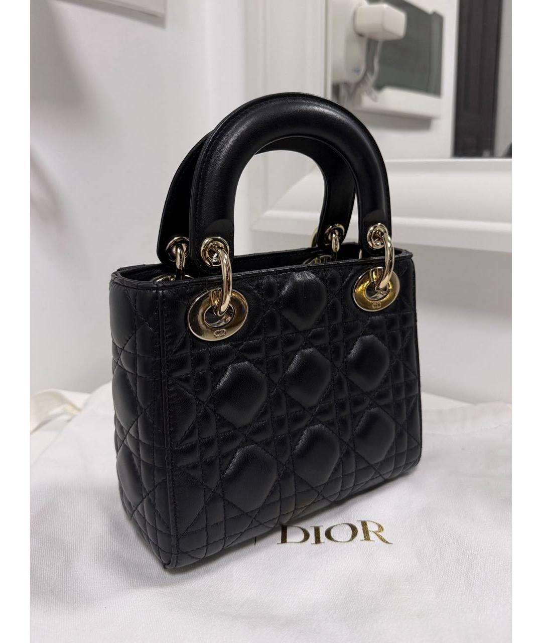 CHRISTIAN DIOR Черная кожаная сумка с короткими ручками, фото 2