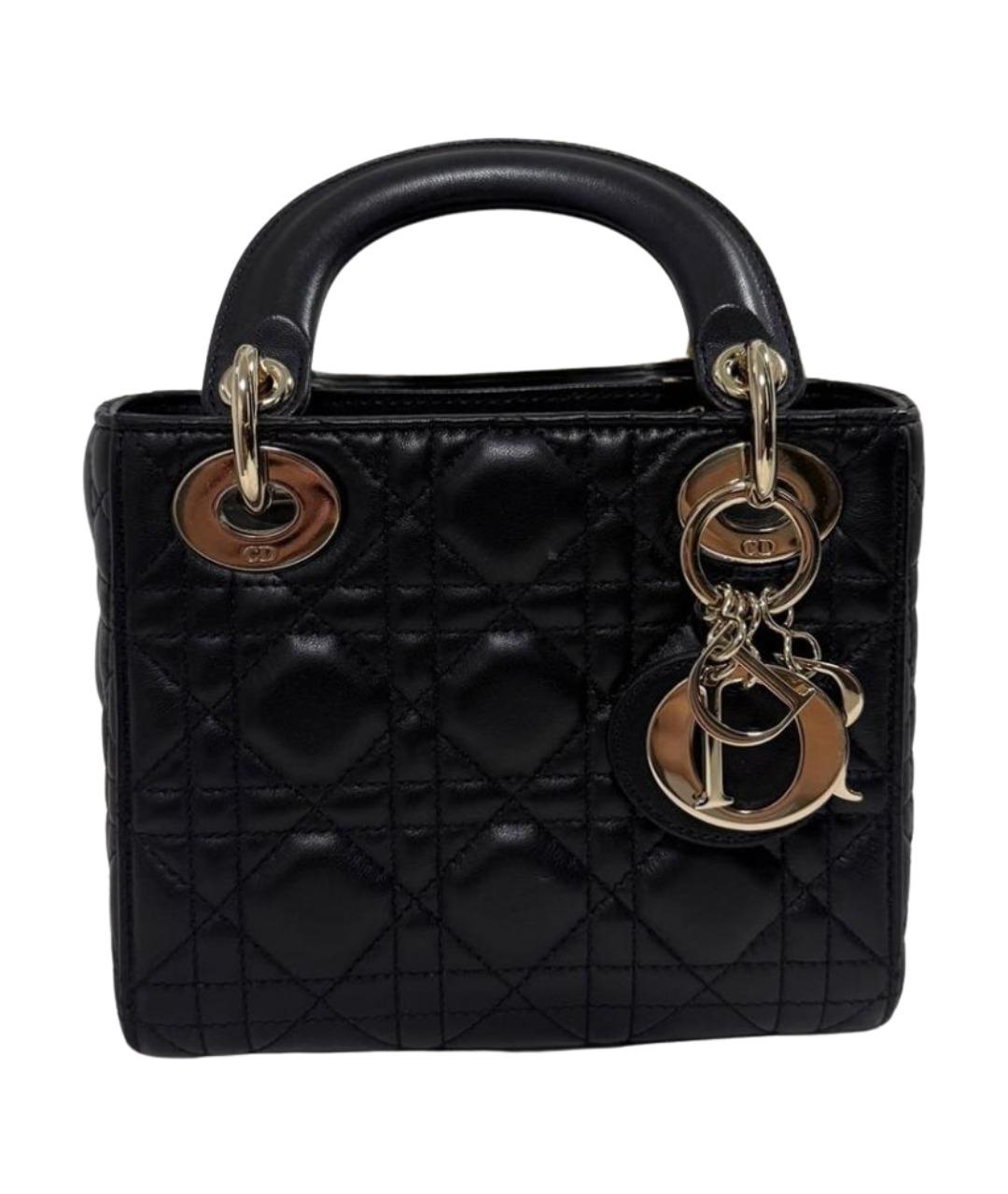CHRISTIAN DIOR Черная кожаная сумка с короткими ручками, фото 1