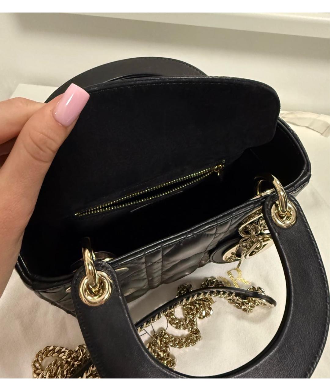 CHRISTIAN DIOR Черная кожаная сумка с короткими ручками, фото 4