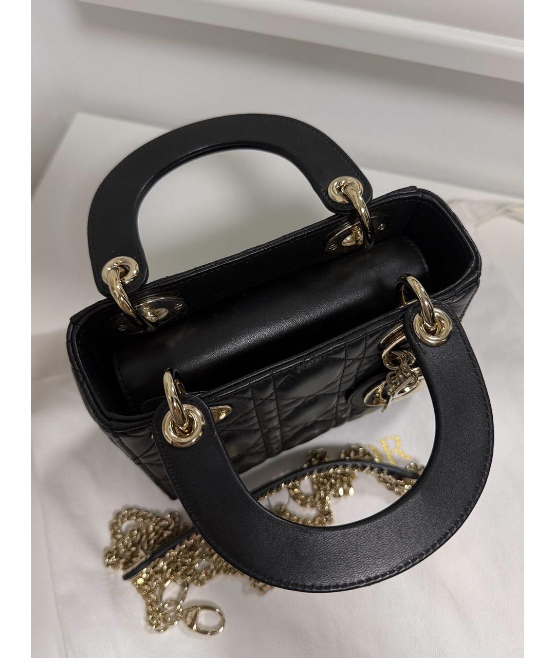 CHRISTIAN DIOR Черная кожаная сумка с короткими ручками, фото 6