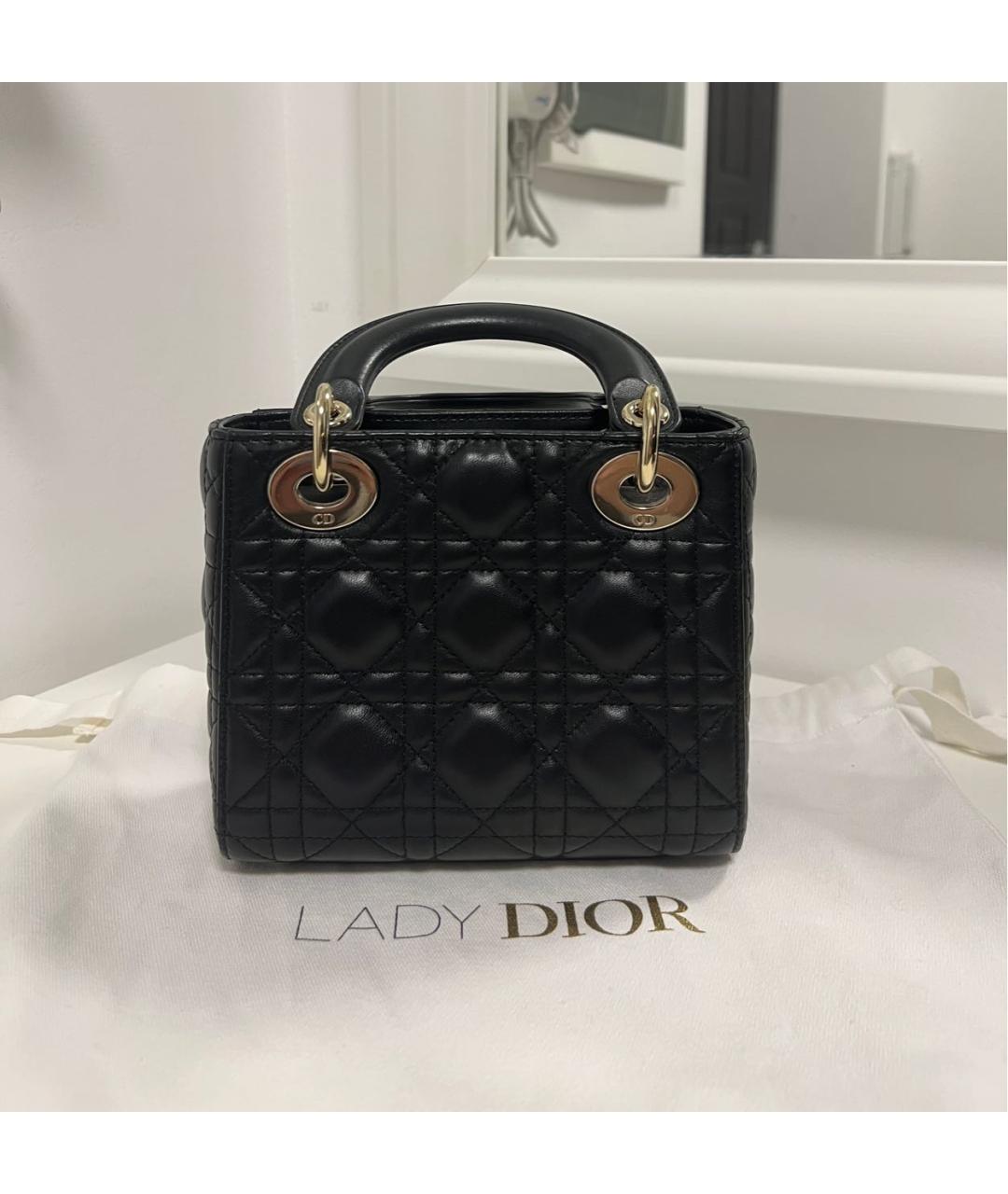 CHRISTIAN DIOR Черная кожаная сумка с короткими ручками, фото 3