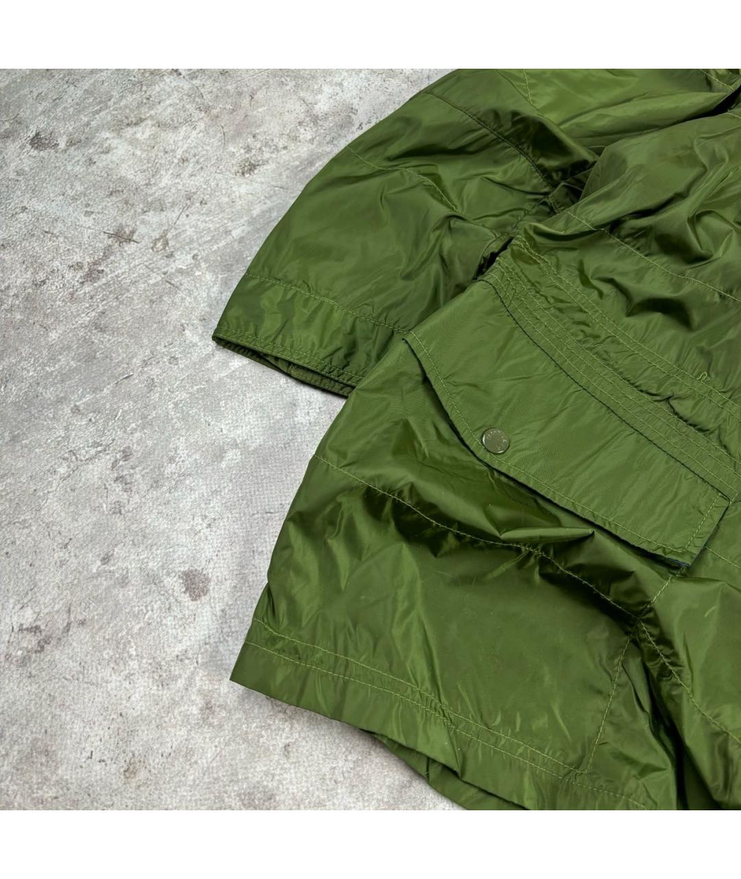 MONCLER Зеленый полиамидовый тренч / плащ, фото 5