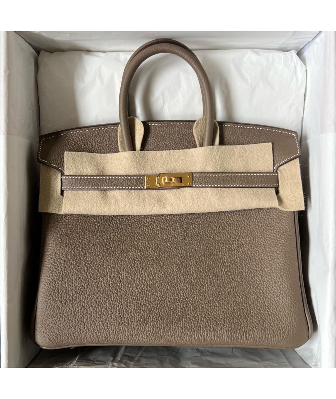HERMES Серая кожаная сумка с короткими ручками, фото 2
