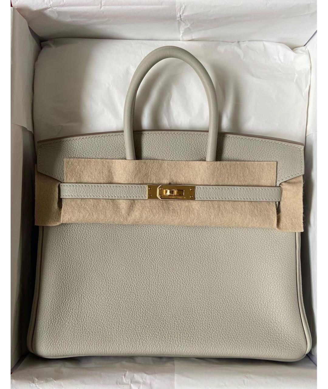 HERMES Бежевая кожаная сумка с короткими ручками, фото 3