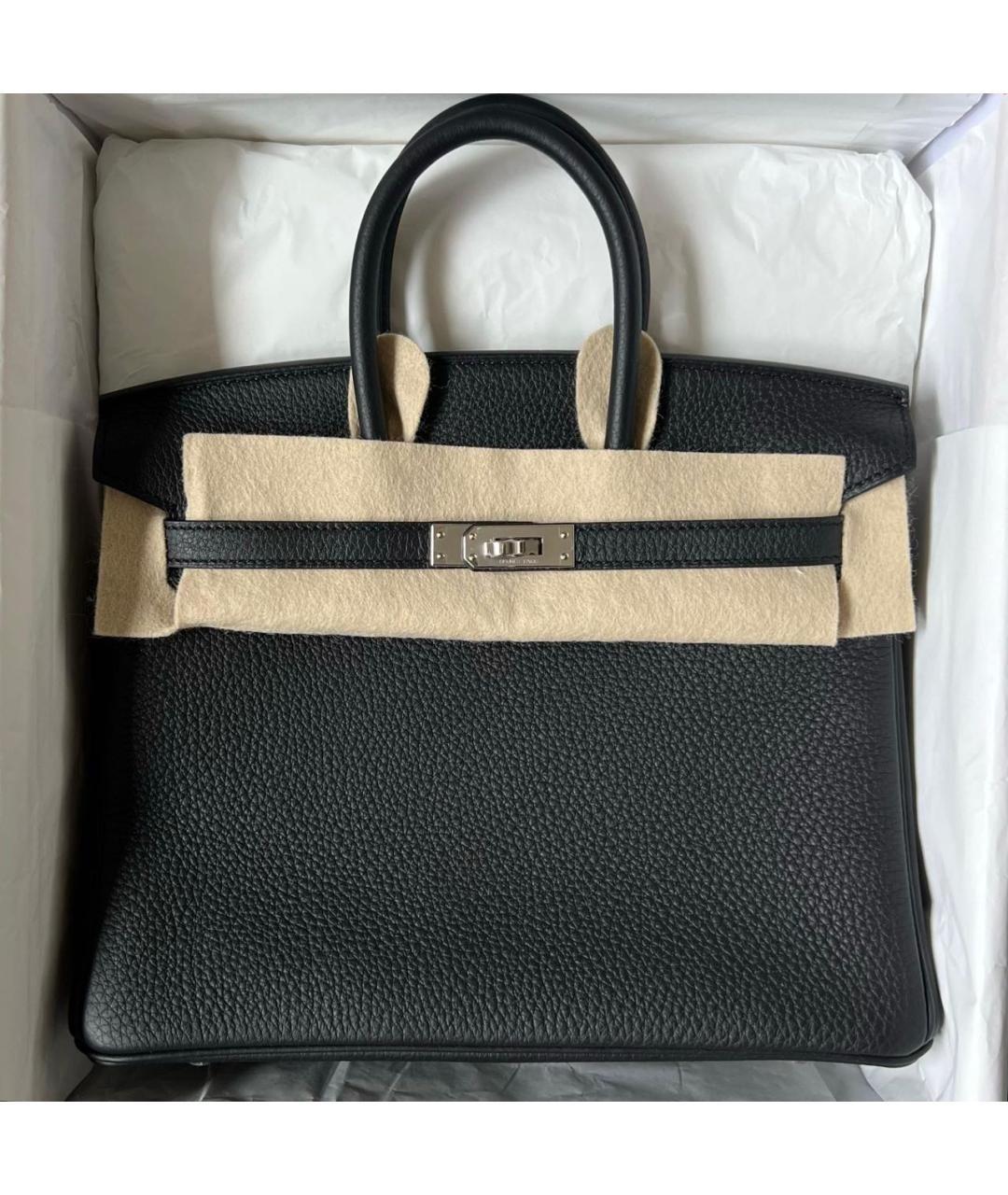 HERMES Черная кожаная сумка с короткими ручками, фото 4