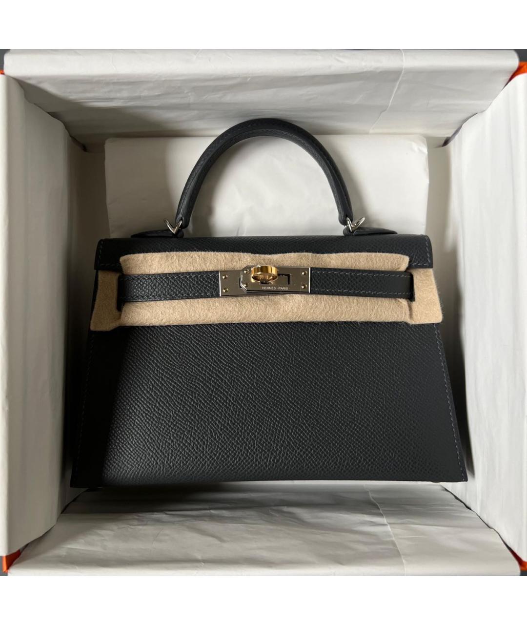 HERMES Серая кожаная сумка с короткими ручками, фото 2