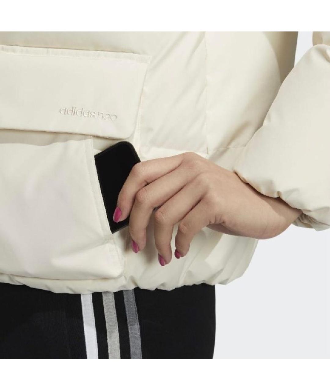 ADIDAS Белый полиэстеровый пуховик, фото 5