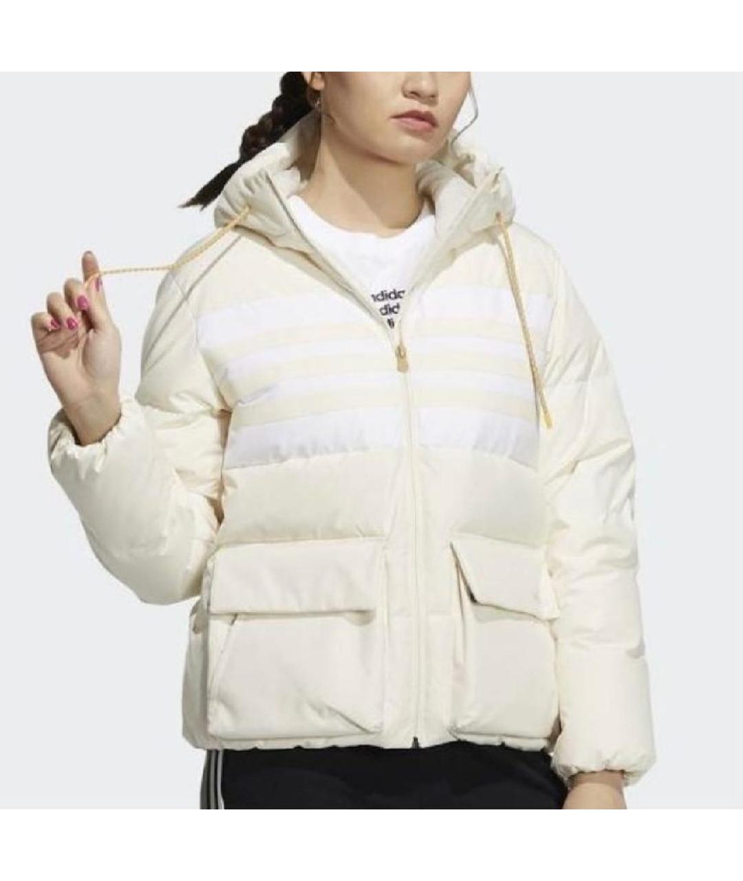ADIDAS Белый полиэстеровый пуховик, фото 2