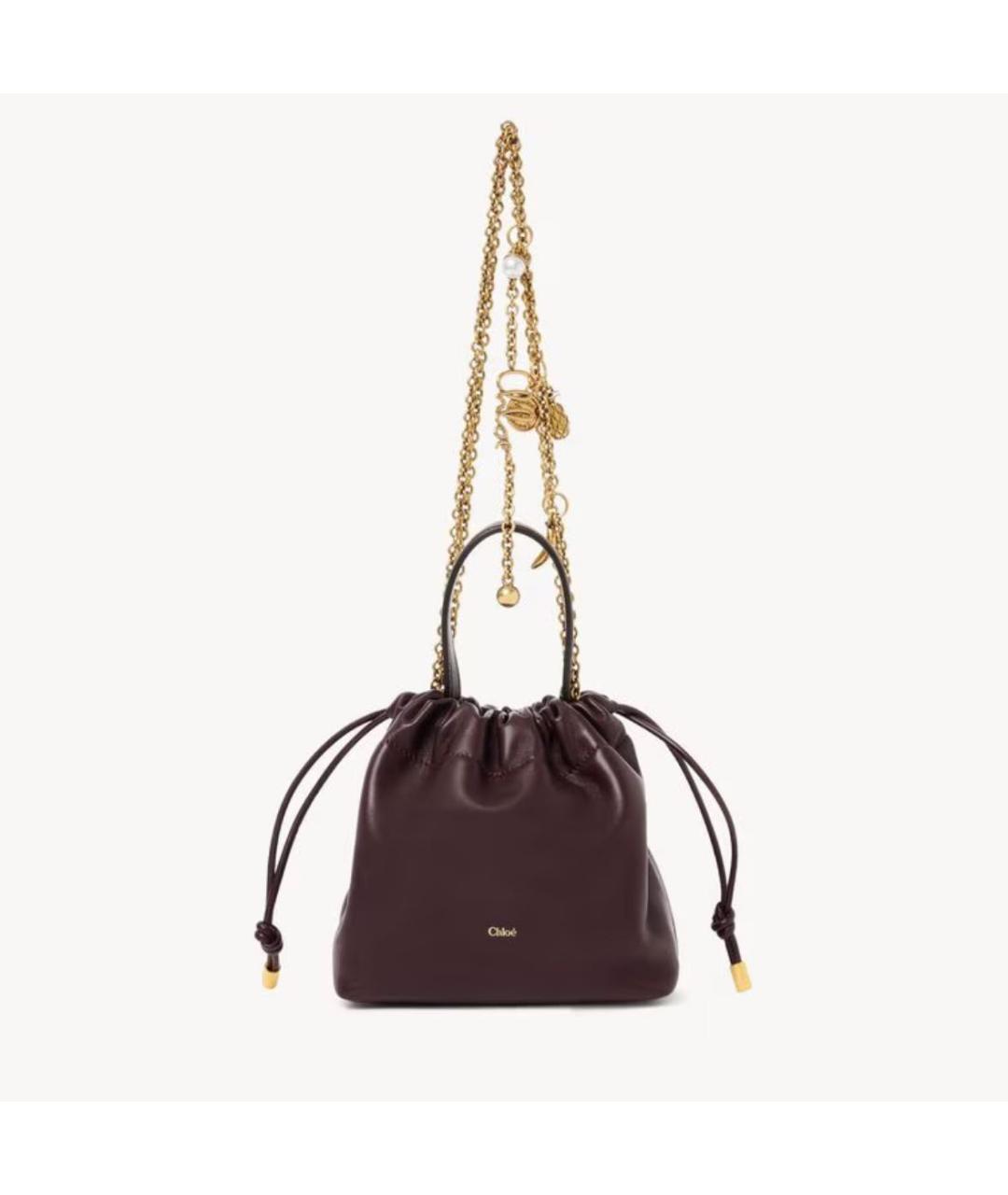 CHLOE Бордовая кожаная сумка через плечо, фото 5