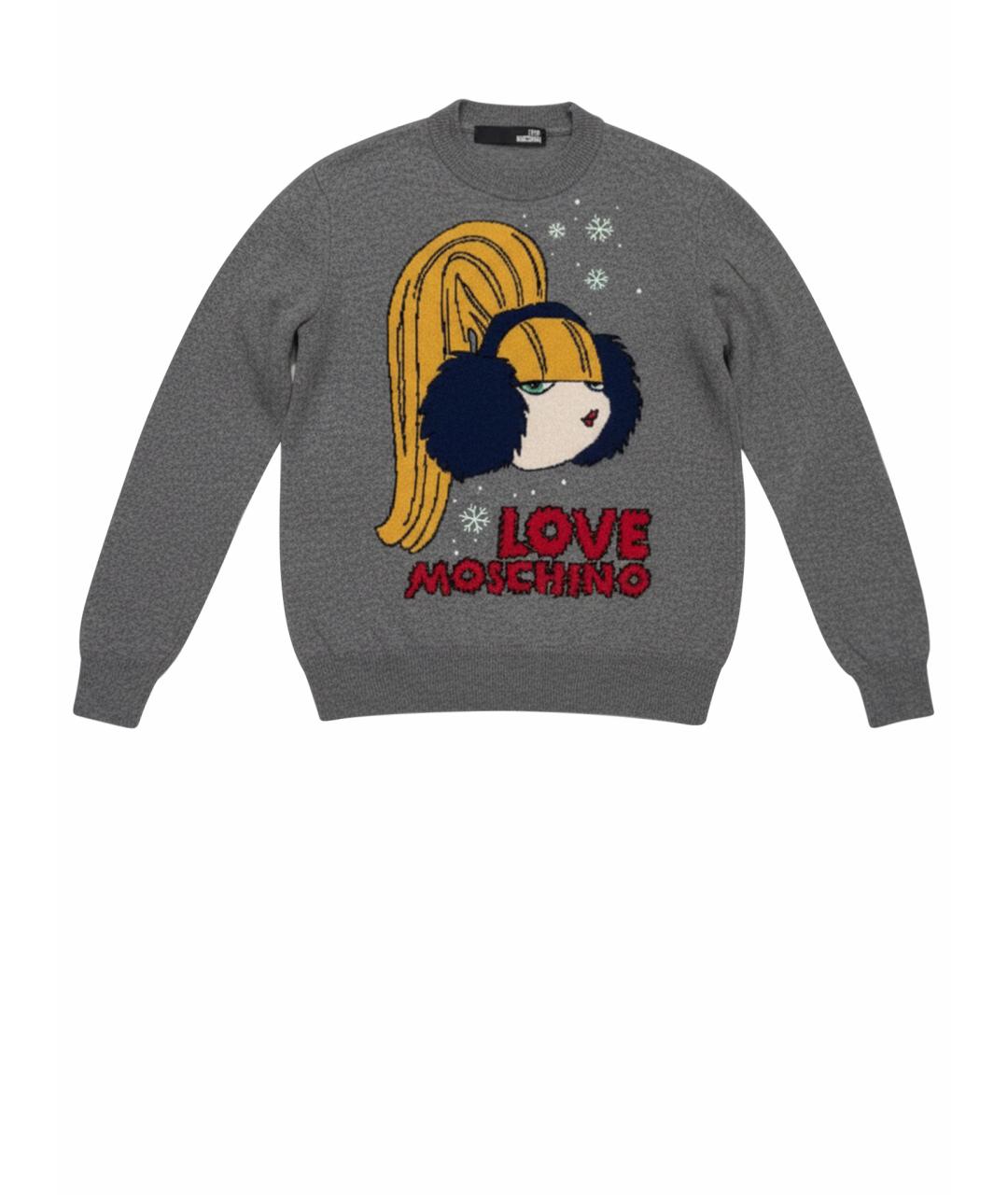 LOVE MOSCHINO Серый шерстяной джемпер / свитер, фото 1