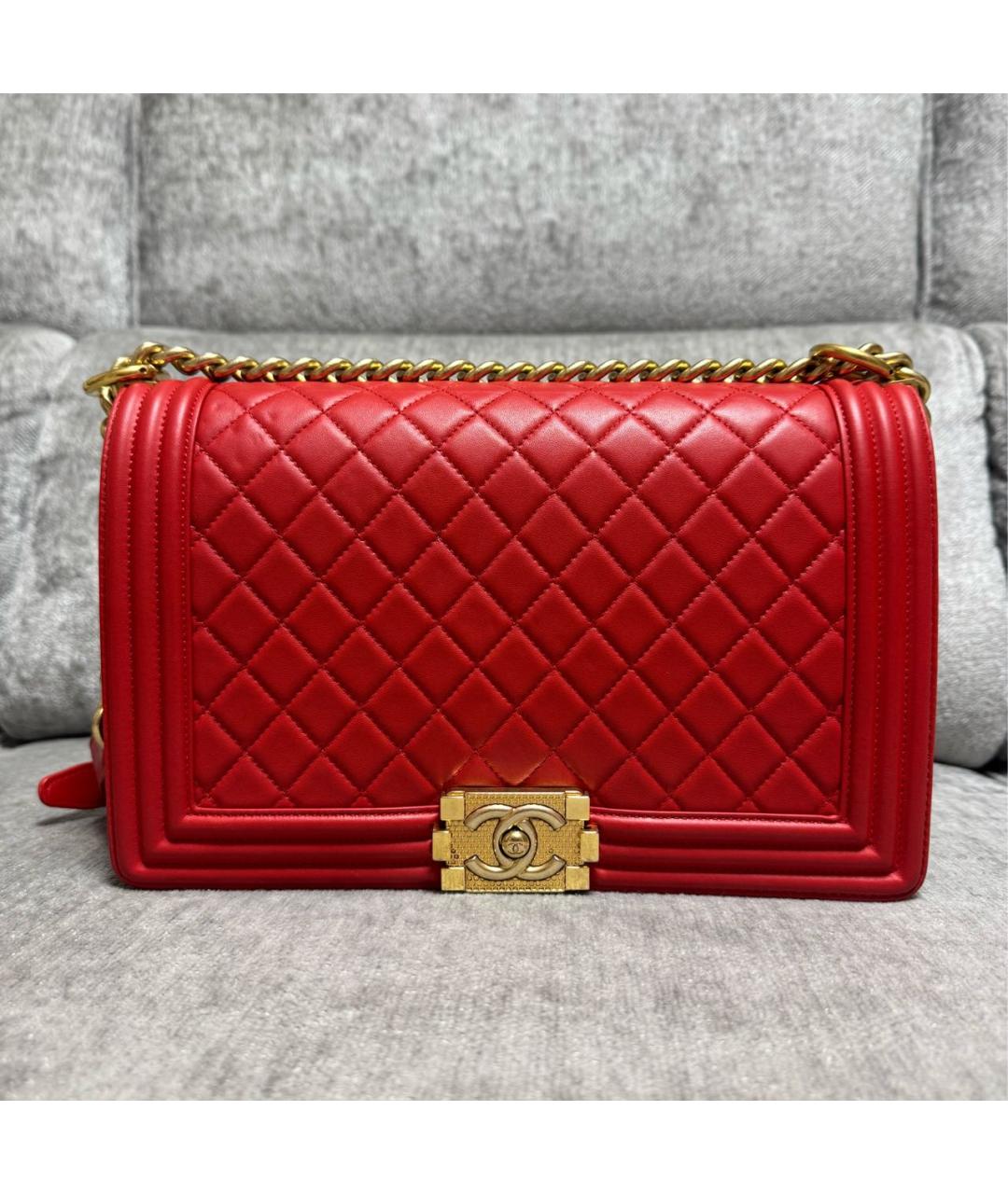 CHANEL Красная кожаная сумка через плечо, фото 9