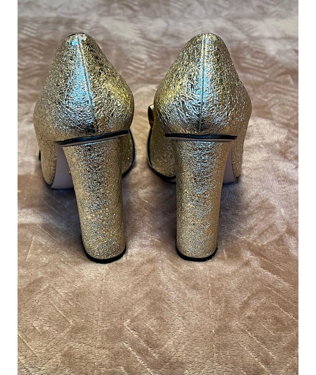 GUCCI Золотые кожаные туфли, фото 4