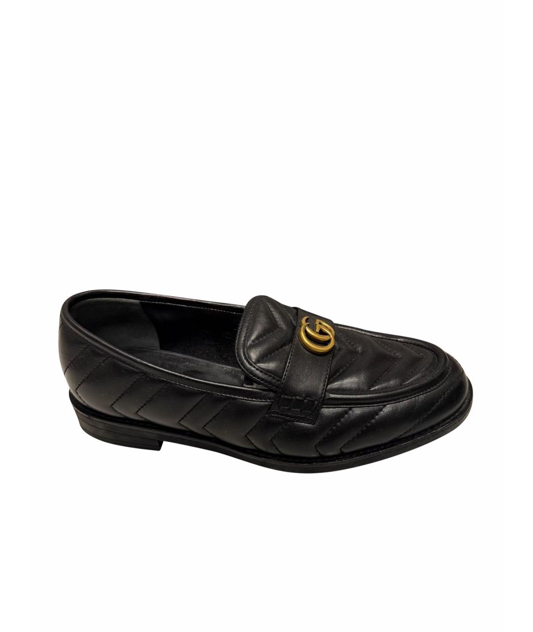 GUCCI Черные кожаные лоферы, фото 1