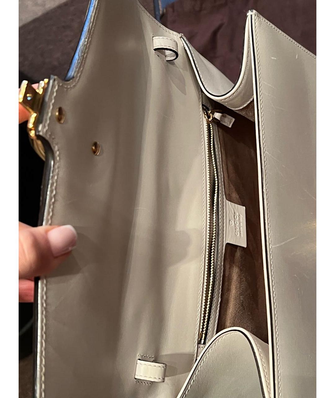 GUCCI Бежевая кожаная сумка через плечо, фото 4