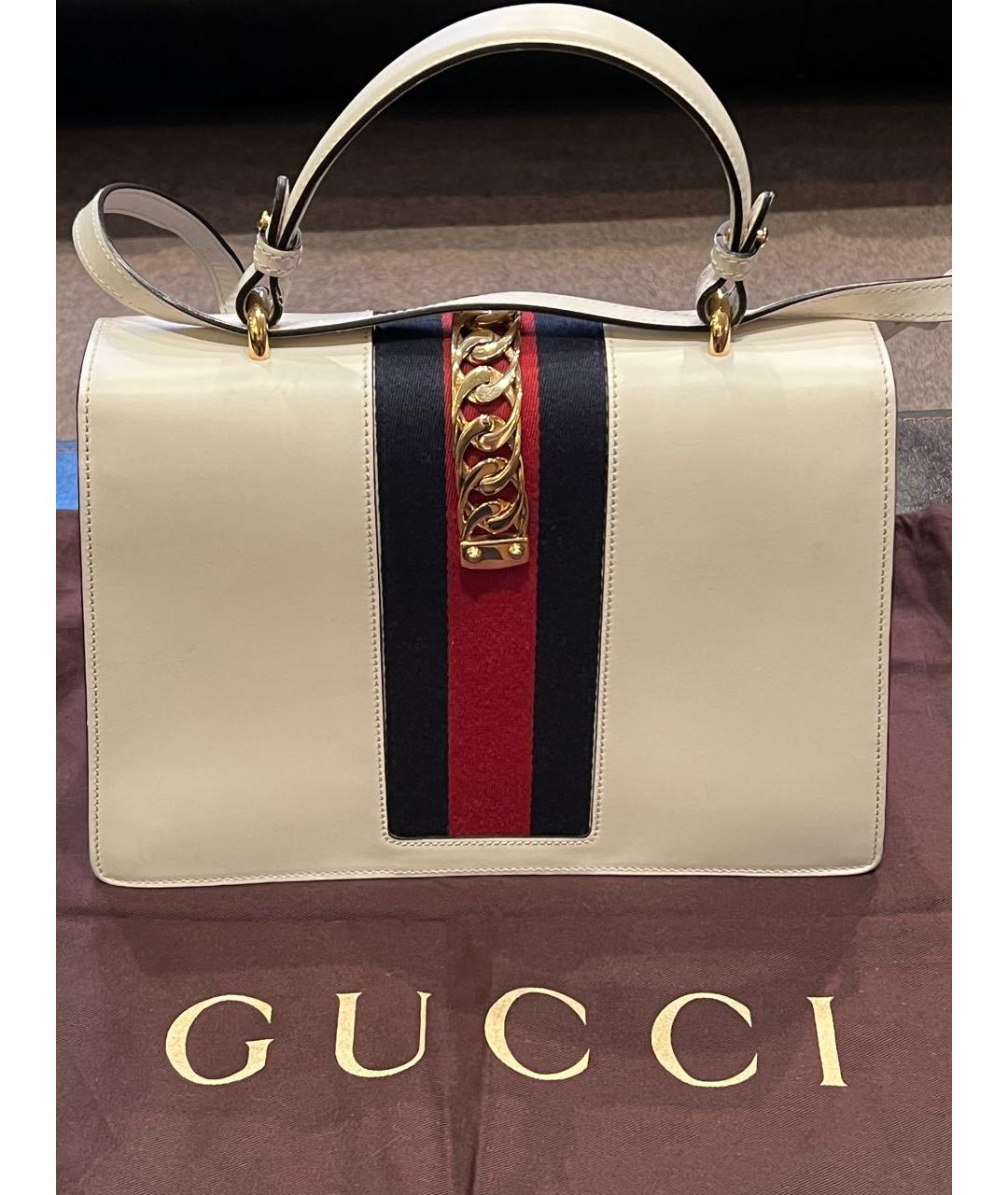 GUCCI Бежевая кожаная сумка через плечо, фото 3