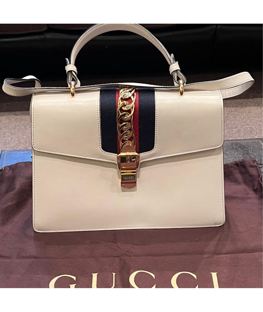 GUCCI Бежевая кожаная сумка через плечо, фото 5