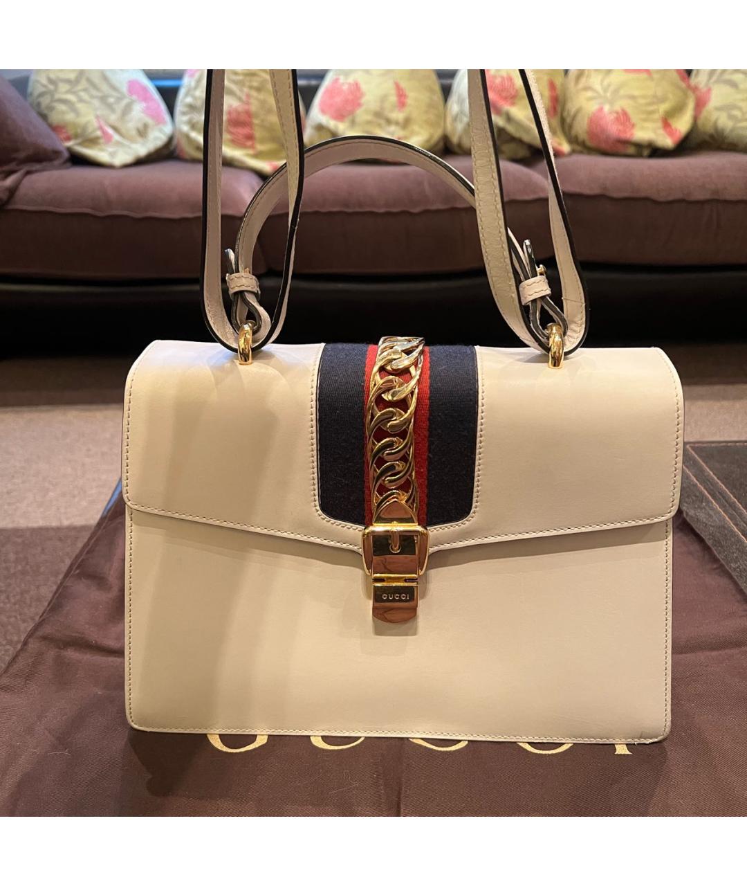 GUCCI Бежевая кожаная сумка через плечо, фото 2