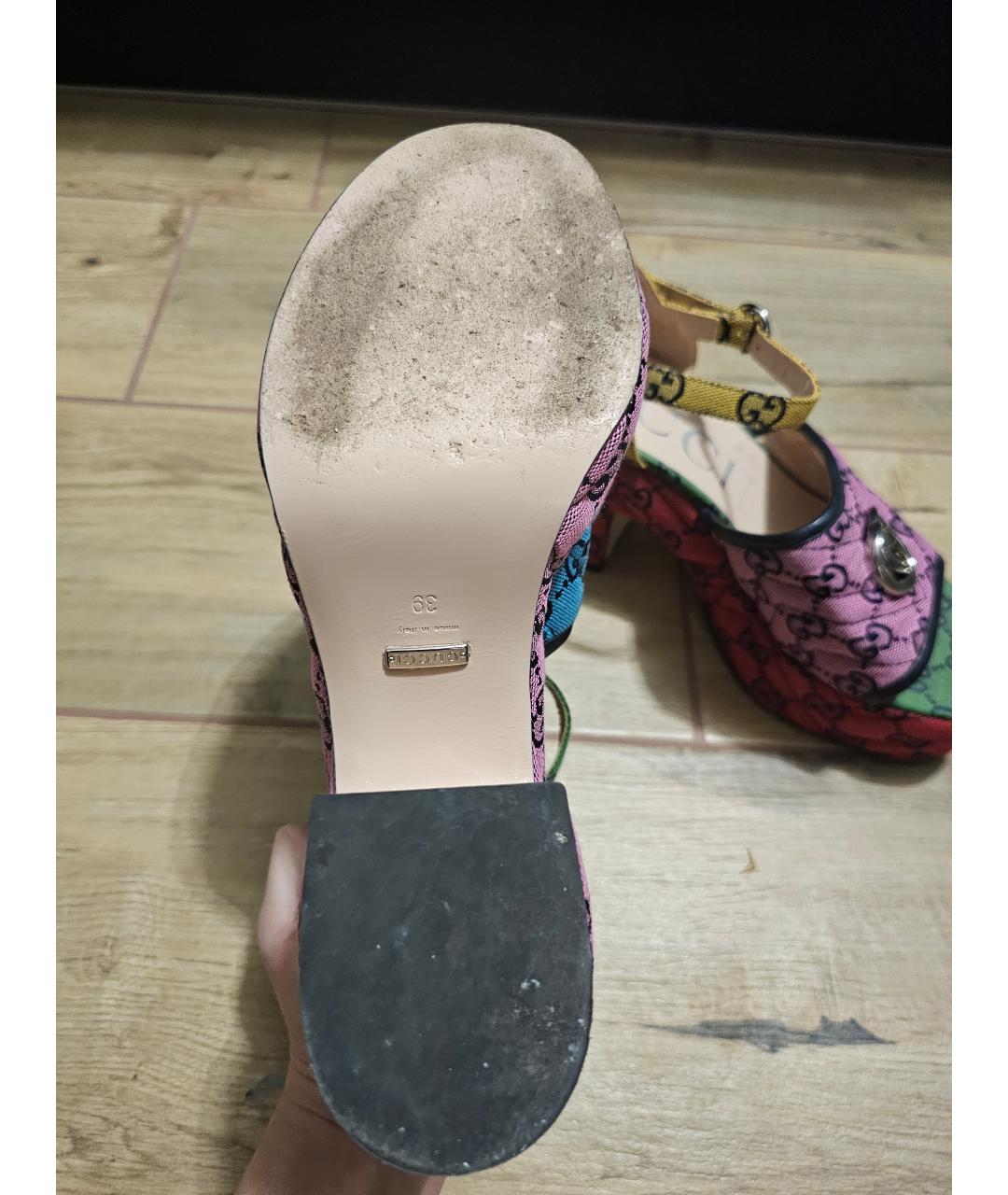 GUCCI Мульти текстильные босоножки, фото 5