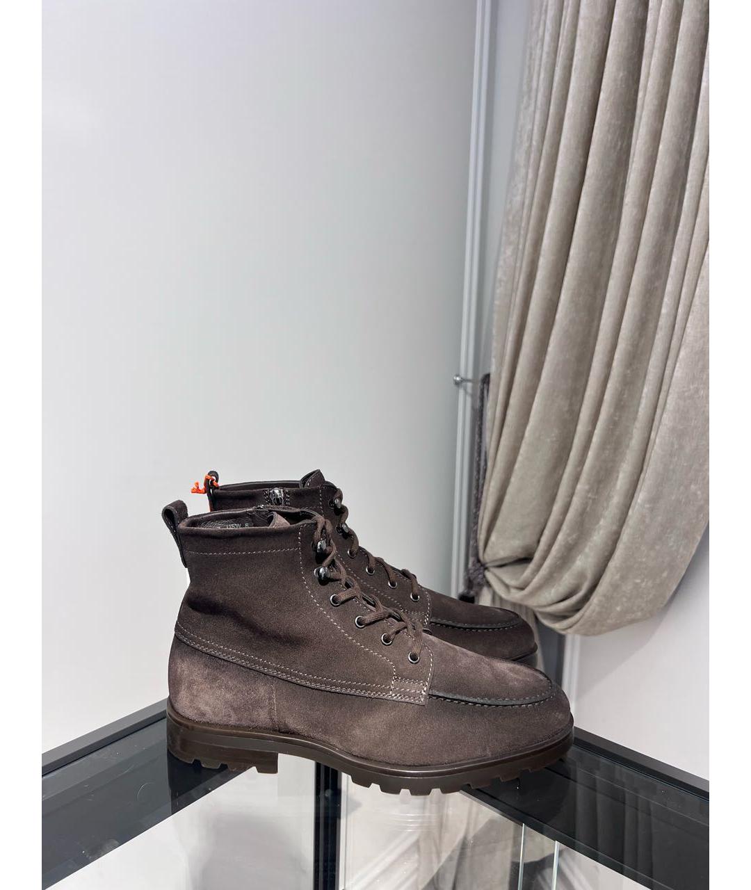 SANTONI Коричневые замшевые высокие ботинки, фото 3